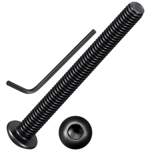 Vis à tête bombée M4 x 45 mm en acier allié noir zinc-nickel pour auto et moto (Lot de 50)