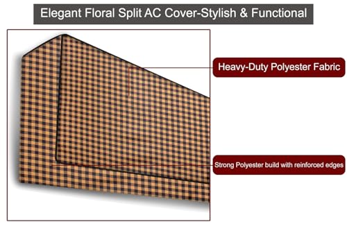 Image of The Furnishing Tree 2 Ton Split AC Cover for Indoor and Outdoor Units Checkered Pattern Brown