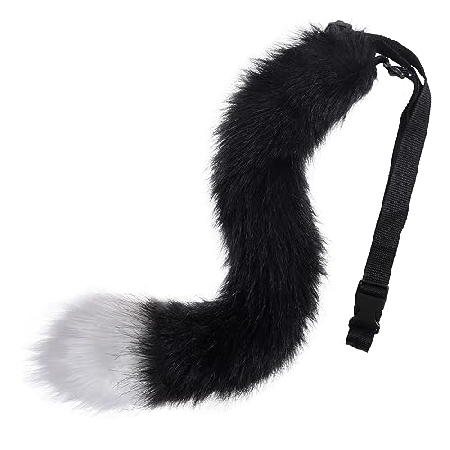 Fox Wolf Cosplay Animal Ears Tail Set Wolf Ears Tail Costume Handmade Fox Wolf Ears Halloween Costume Cosplay Head Accessories Fox Ears, Black+white, One Size - Image 4