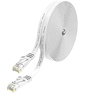Lovicool LAN Cable 20m CAT6 Flat Lan Cable Category 6 Connector 32AWG 250MHz CAT6 Compliant Run Cable Supports RJ45 Gigabit Easy to Wire E...