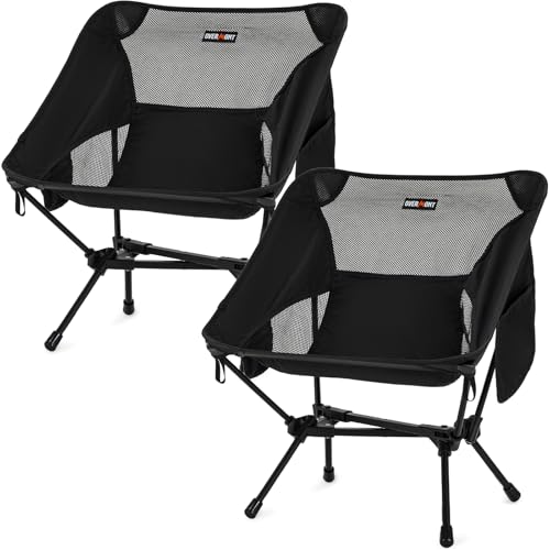 Overmont Ultralight Portable Camping Chair- Lightweight Folding Backpacking Chair, Support up to 330Lbs Compact Beach Chair for Adults with Carry Bag for Backpack Hiking Fishing Outdoor Camp 2pcs