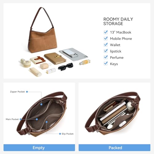 Image of BOSTANTEN Suede and Vegan Leather Purses for Women Roomy Shoulder Handbag