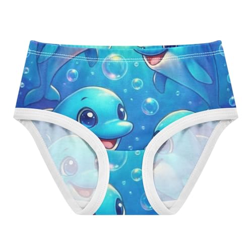 Girls Underwear Toddlers 2t Cotton Little Girl Panties Artistic Briefs Girls Undies Cute Dolphins Bubble Blue