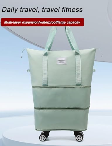 Women's Expandable Wheeled Duffle Bag - Large Capacity with 360° Spinner Wheels & Detachable Packing Cubes, Carry-On Luggage for Short Trips, Gym, Weekend Getaway(Gray)4