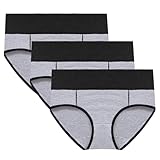 3 Pack Women Plus Size Undewear Cotton Briefs High Waisted Panties Comfy Brief Soft Panty Ladies Underwear Panties, Ropa Interior De Algodón para Mujer, Maternity Underwear
