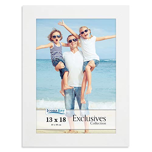 Icona Bay   Marco de fotos blanco de 13 x 18 cm, marco de fotos compuesto de madera resistente de 13 x 18, diseño elegante, montaje en mesa o pared, colección Exclusives