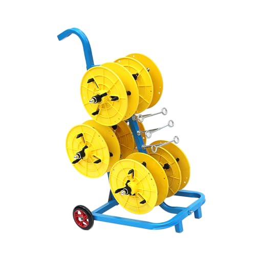 Dispensador De Estante De Carrete De Alambre,Carro De Distribución De Soporte De Cable 5/6 Carretes,Estante De Desenrollado Cable Ruedas,Rodamientos Independientes(Yellow,6 reel)