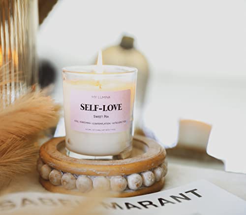 My Lumina Self-Love Aromatherapy Candle W/ Rose Quartz Crystal Inside -Natural Heart Chakra Energy To Attract Love- Soy Wax Scented Candle For Home Decor Art, Self Care, Spiritual Healing Gift, Women #TOP2