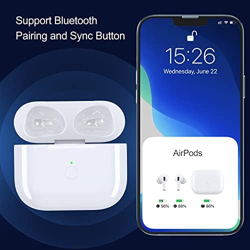 Wireless Charging Case Replacement Compatible with AirPod 3rd Generation , AirPod 3 Charger Case with Bluetooth Pairing Sync Button Without Earbuds , White