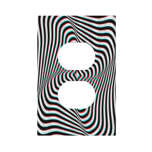 Spshian Decorative Outlet Covers 3d Visual Optical Optical Illusion 1 Gang Duplex Light Switch Cover Plate Electrical Switch plate Covers Wall Plates Receptacle Covers for Bathroom Bedroom Decor
