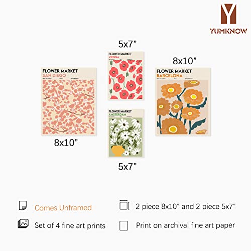 Mid Century Modern Art - Abstract Minimalist Wall Decor - Preppy Aesthetic Pictures - Flower Market Wall Art - Danish Pastel Art Print - Museum Gallery Wall Poster Print - Abstract Art - Set Of 4 #TOP1