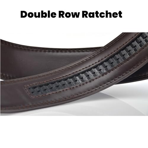 Mens Belts Leather, Ratchet Dress Western Belt for Men with Bull Head Pattern Alloy Oval Diamond Buckle,Brown,110CM/43.3''4