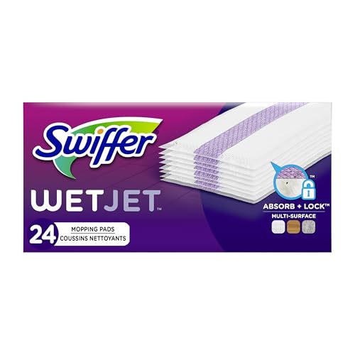 Swiffer Wet Jet Mop Cleaning Pads Refill Floor Cleaner for Mopping Wood Laminate Tile in Home Bathroom Kitchen All Purpose Multi-Surface Spray Mop Pad for Floor Cleaning 24ct