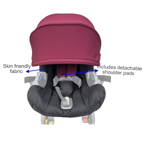 Image of Stroller Accessory Washing Kit Textile Set, Colorful Canopy & Water Resistance Soft Cushion Compatible with DOONA CAR SEAT Strollers (Wine Red)
