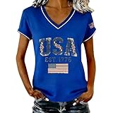 Cltopsku Women's 250 Anniversary USA Shirt V-Neck Patriotic USA Flag T-Shirt Retro 250 Years of Patriotic Tee 250Th Anniversary 1776-2063 Shirts Short-Sleeved Spring Summer Apparel