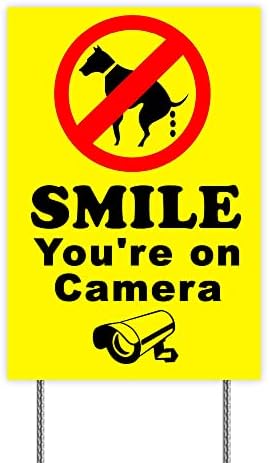 COLIBROX Peter Select NO Dog Poop - Smile You're ON Camera 8''X12'' Plastic Coroplast Sign with Stake y Funny Retro Vintage Business Nostalgic Signs