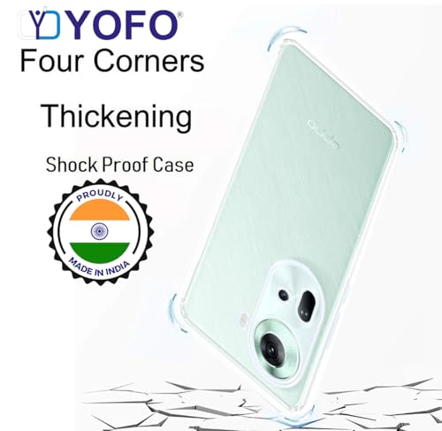 Image of YOFO Back Cover for Oppo Reno 11 (5G) (Flexible|Silicone|Transparent|Anti Dust Plug|Camera Protection)