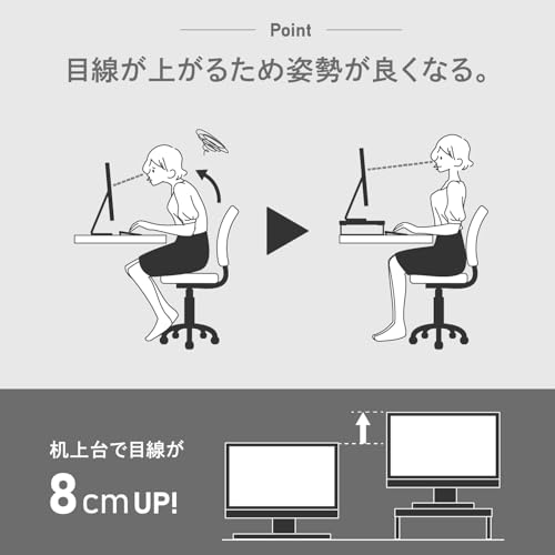 リヒトラブ 机上台 モニター台 幅495mm ロータイプ マットブラック A7343-124 [4]
