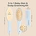 Baby Hair Brush Set for Newborns - Soft Goat Bristle Wooden Baby Brush and Comb Set Newborn Grooming Kit for Cradle Cap, Durable & Gentle, Boy, Girl Infant Essentials Care Kit (Regular, Frost)