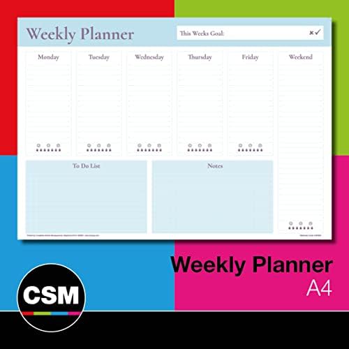 A4 Weekly Planner with Eye-catching Metallic Ink adds a Touch of Prestige to Your Desk or workspace - Days of The Week, Scheduler, Task Notes and to Do Lists Complete with 50 Tear-Off Sheets