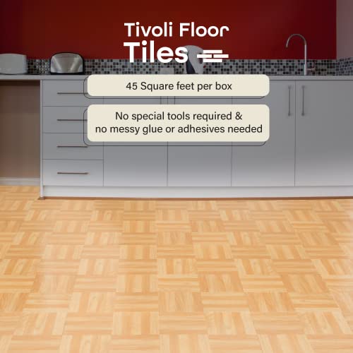 Tivoli Self Adhesive Vinyl Floor Tiles, 45 Tiles - 12" x 12", Four Finger Square Parquet - Peel & Stick, DIY Flooring for Kitchen, Dining Room, Bedrooms, Basements & Bathrooms by Achim Home Decor