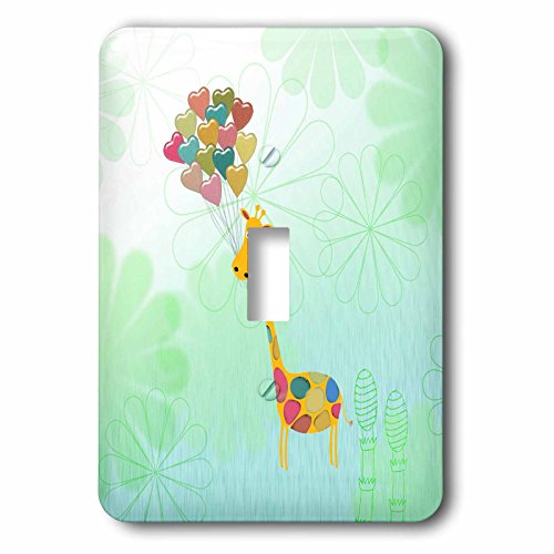 Interrupteur simple déco girafe ballons fleurs multicolores 3dRose