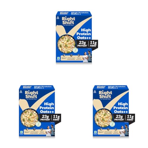 Image of Right Shift High Protein Oats++ with Millets & Seeds, 240g | 23g Protein, 11g Fibre | Helps you meet 35% of your daily protein intake when made with milk | Ideal for Weight Loss, High Fibre | Ready to Cook | No Added Preservatives