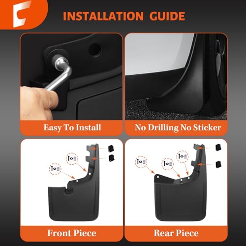 Image of Upgraded Mud Flaps Fit for Ford F150 2026 2025 2024 2023 2022 2021, Mud Flaps for Pickup Trucks Splash Guard Compatible with 2025 Ford F150 Accessories, No Drilling Mud Gards Mudflaps, Set of 4