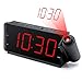 DreamSky Projection Alarm Clock Radio with USB Charging Port and FM Radio, 2 Inches Large Led Number Display with Dimmer, Adjustable Alarm Volume, Snooze, Sleep Timer,12 Hr Display, Plug in Clock.