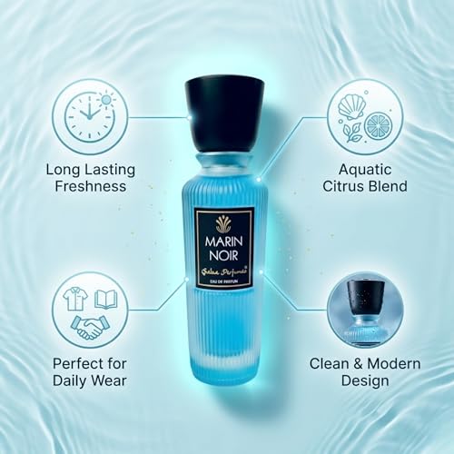 Image of Saba Marin Noir Perfume 50ml for Men | Long Lasting Aquatic Fragrance | Fresh Citrus, Marine & Woody Notes | Premium Summer Perfume for Gym, Office & Daily Wear