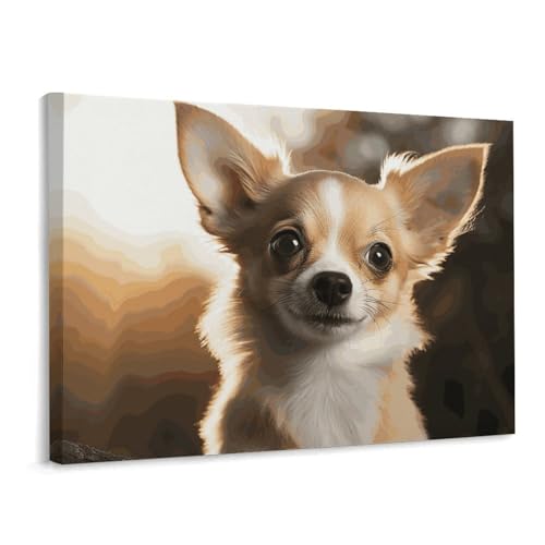 Toile de chihuahua mignon 40x30cm : deco murale Noel chambre et salon