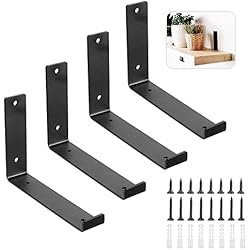 Angulares Para Estanterias SHEENO 4 soportes para estante de color negro, 30 x 4 x 14 cm