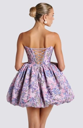 Satin Homecoming Dresses 2025 Strapless Flower Bud Short Corset Formal Cocktail Dress for Teens3