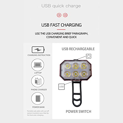 Moniss Luz de bicicleta recarregável USB Luz de advertência de segurança à prova d'água com 4 modos