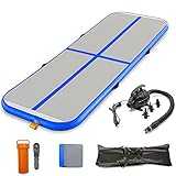 【FLEXIBLE ANWENDUNG】 Bringen Sie das Fitnessstudio zu sich nach Hause! Lufttaumelmatten sind eine großartige Ausrüstung für eine Vielzahl von Sportarten: Cheerleading, Gymnastikübungen, Heimunterhaltung, Wasserspaß, Kung-Fu-Training usw. Außerdem macht es ein leistungsstarker Klettverschluss einfach, jede Luftmatte miteinander zu verbinden, um den Trainingsbereich zu erreichen, den Sie erreichen wollen.