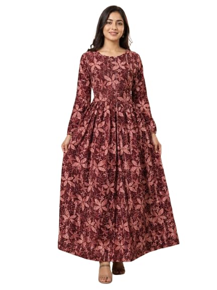 Georgette Anarkali Gown Lightweight & No Transparency Full Sleeve Flared Gown Dress Elegant Floral Print Casual, Party-picture-11