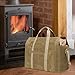 INNO STAGE 22oz Waxed Canvas Fire Wood Log Carrier Tote Bag for Fireplace with Patented Self Standing Design for Hay Hauling Outdoor Camping or BBQ Barbecue- Khaki