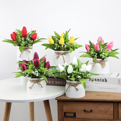 Tulipes en céramique : fausses fleurs durables sans flétrissement ni eau - 3