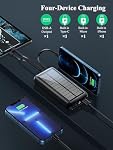 Power Bank Solar Portable Charger - 40000mAh Power Bank Large Capacity Built in 3 Output and 1 Input Cables and Flashlight 5V3.1A Fast Charger Compatible with All Smart Phones and Devices