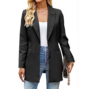 luvamia 2024 Blazers for Women Business Casual Long Blazer Jackets Dressy Work Professional Office Outfits Lapel Pockets