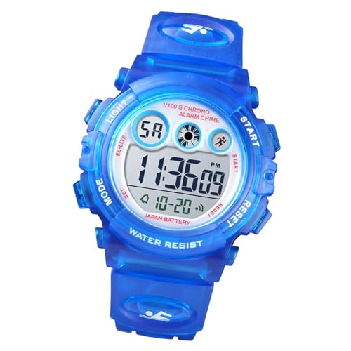 Matybobe Reloj Digital para Niños 1451 Reloj de Pulsera Deportivo Resistente Al Agua con Luz EL Colorida Alarma Cronómetro Semana Fecha Visualización Niños Niñas (Azul Cielo)