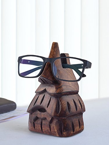 STORE INDYA Eyeglass Holder Stand/Wooden Spectacle Holder/Spectacle Stand/Eyeglass Holders for Desk/Desk Eyeglass Holder/Handmade Stand for Office Home Décor (Nose)