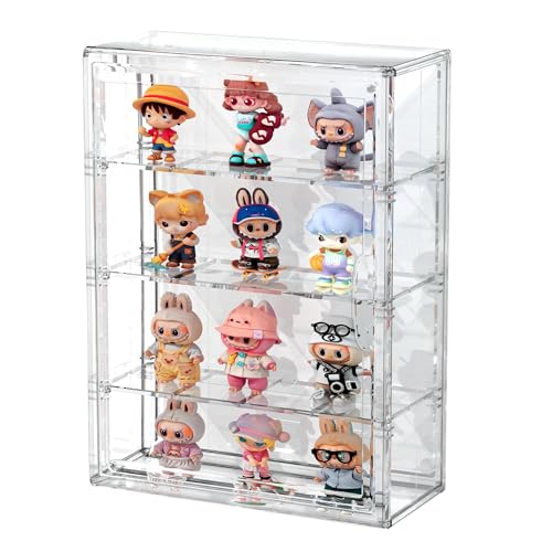 Image of BOHOIDEE 4 Tiers Clear Display Case for Figures, Acrylic Storage Organizers