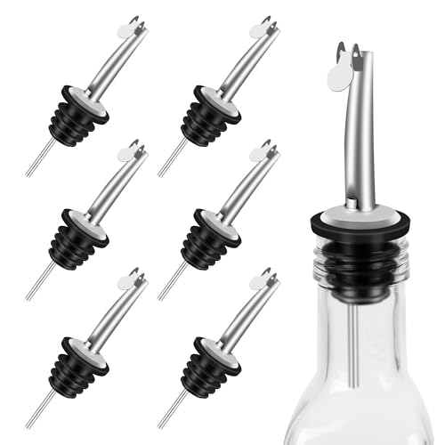 AUROAY 6PCS Vertedor de Botellas, Vertedor de Aceite de Oliva Vinagre, Tapón de Botella de Aceite Vino,Vertedor de Aceite Antigoteo, Vertedor de Botella con Tapa Abatible para Aceitr Vinagre Alcohol