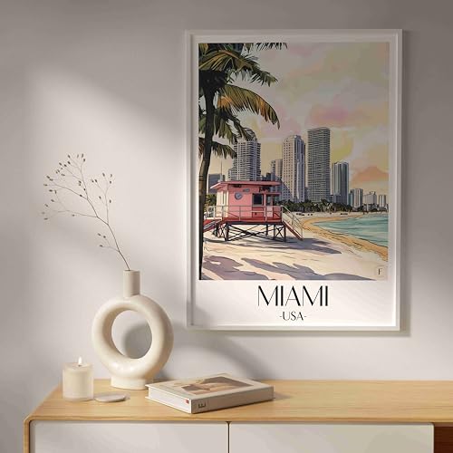 Impression d'art Miami Beach Floride - Poster de ville premium au format A2-LW - 6