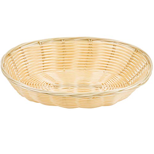 MM Foodservice Plastic Rattan Basket, Rattan Serving Basket, Set of 3 Baskets (Round - 8 Inch)