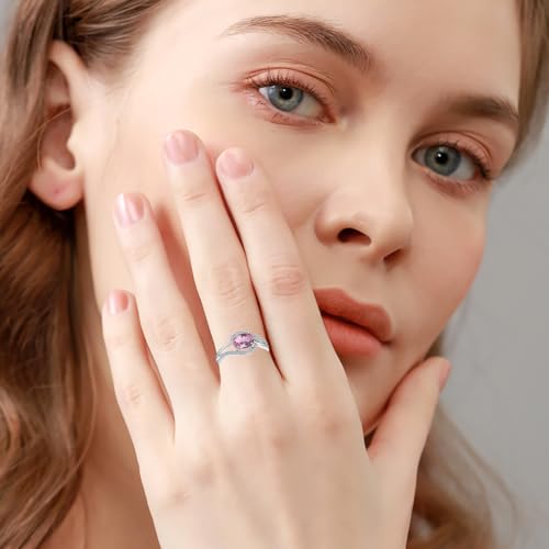 Birthstone Ring for Women 925 Sterling Silver 6mm * 8mm Oval Cut Natural or Created Gemstone Ring for Engagement2