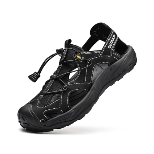 Mens Sandals Hiking Sport Closed Toe Sandals Summer Beach Water Shoes Men Fisherman Leather - Main Image