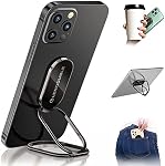 Phone Ring Holder Finger Kickstand, 360 Rotation Foldable Ultra-Thin Metal Cell Phone Back Hand Grip for Magnetic Car Mount & Office Desktop, Adjustable Cellphone Stand for iPhone iPad Smartphones