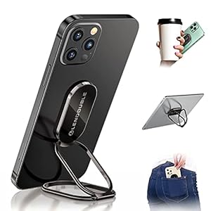Phone Ring Holder Finger Kickstand, 360 Rotation Foldable Ultra-Thin Metal Cell Phone Back Hand Grip for Magnetic Car…